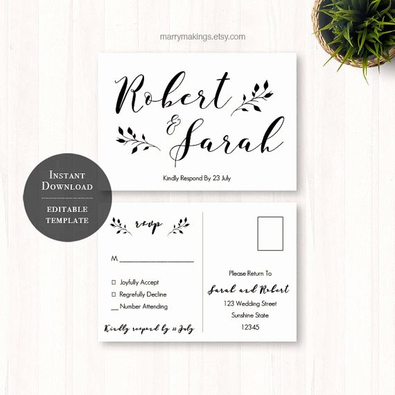 Wedding Rsvp Postcard Templates Best Of Diy Wedding Rsvp Rsvp Template Wedding Printable