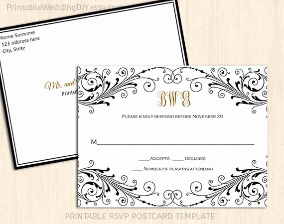 Wedding Rsvp Postcard Templates Fresh Elegant Wedding Rsvp Postcard Template Wordc Response