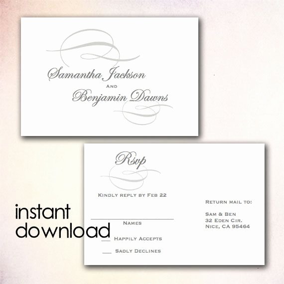 Wedding Rsvp Postcard Templates Lovely Diy Wedding Rsvp Postcard Template Instant Download