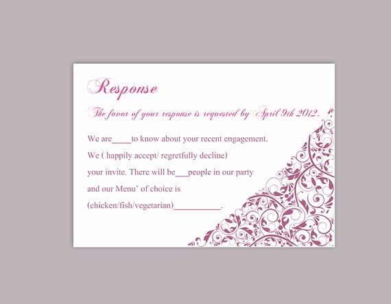 Wedding Rsvp Postcard Templates Lovely Diy Wedding Rsvp Template Editable Text Word File Download