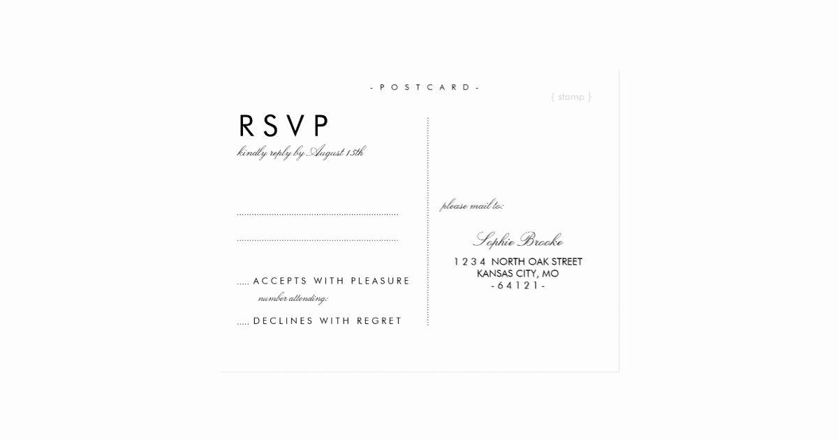 Wedding Rsvp Postcard Templates Lovely Simple Chic Wedding Rsvp Postcard Template