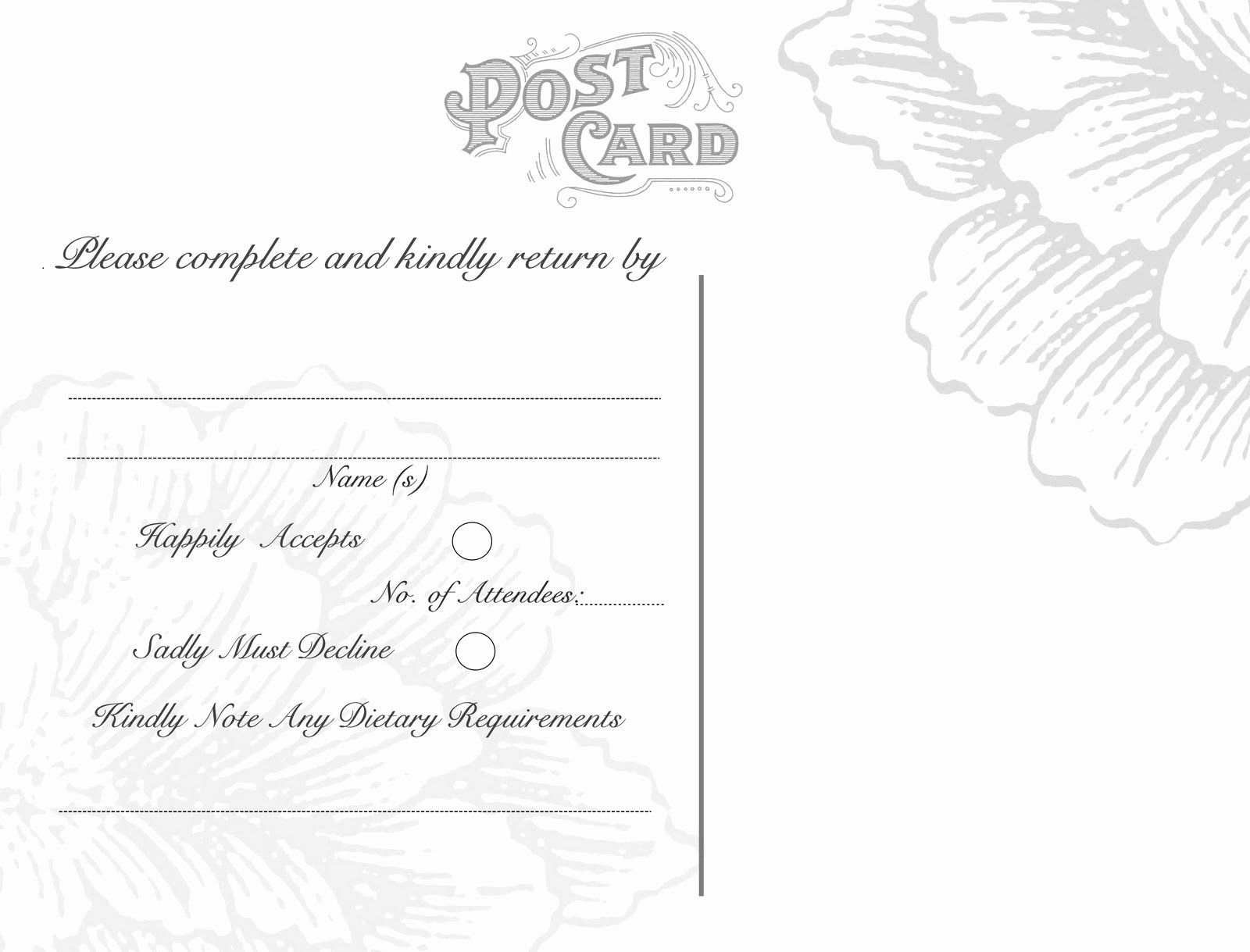 Wedding Rsvp Postcards Template Best Of Omg My Diy Wedding Free Vintage Postcard Back &amp; Peony