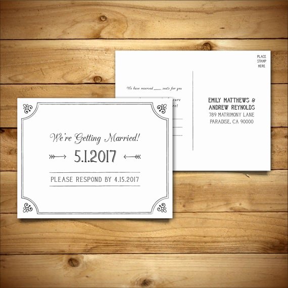 Wedding Rsvp Postcards Template Luxury Rsvp Diy Wedding Template Rsvp Postcard Template Rustic