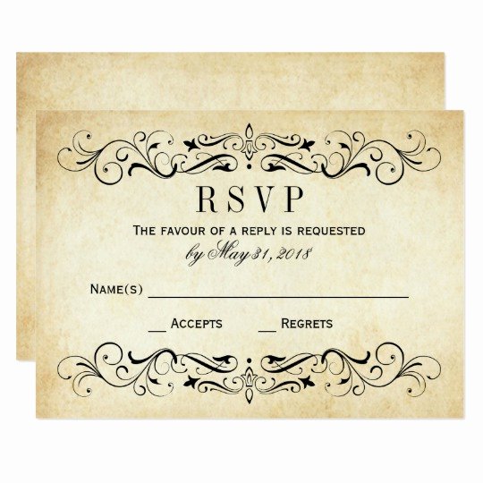 Wedding Rsvp Postcards Template Luxury Vintage Wedding Rsvp Cards Elegant Flourish