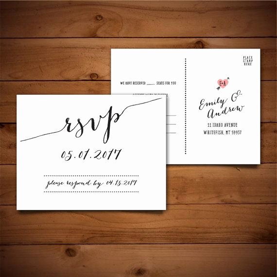 Wedding Rsvp Postcards Template New Printable Wedding Postcard Rsvp Response Card by