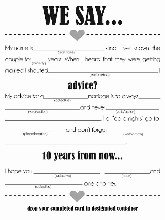 Wedding Shower Mad Lib Template Awesome 24 Entertaining Wedding Reception Games Everafterguide