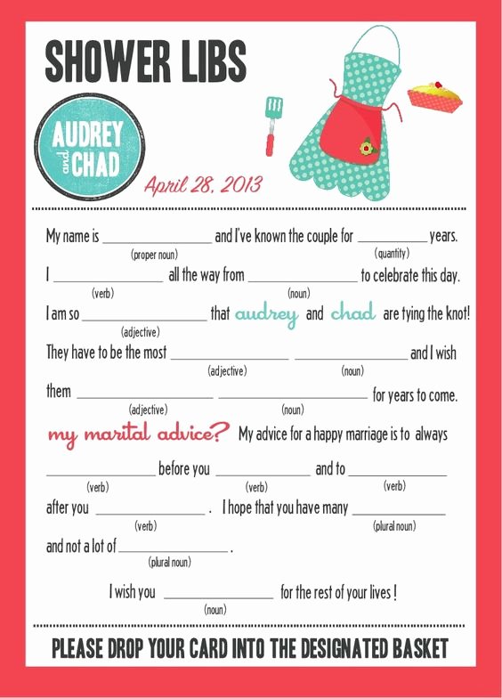 Wedding Shower Mad Lib Template Best Of Mad Libs Bridal Shower Edition &quot;kitchen Party&quot;