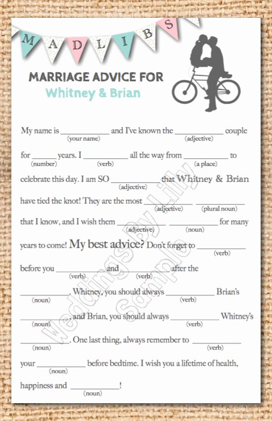 Wedding Shower Mad Lib Template Best Of Wedding Mad Libs Printable