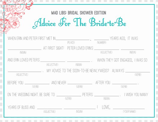 Wedding Shower Mad Lib Template Elegant Bridal Shower Invitations Bridal Shower Mad Libs Collected