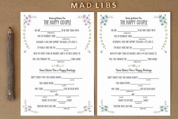 Wedding Shower Mad Lib Template Fresh Wedding Mad Libs Just In Case