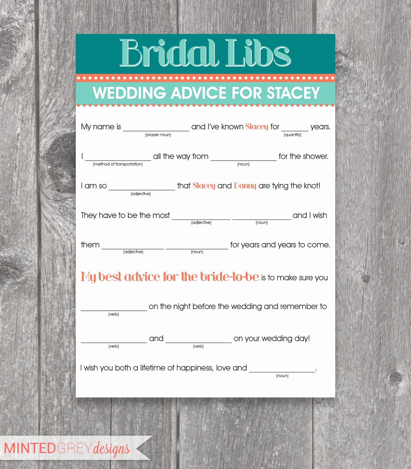 Wedding Shower Mad Lib Template Inspirational Printable Bridal Libs Mad Libs Bridal Shower Game