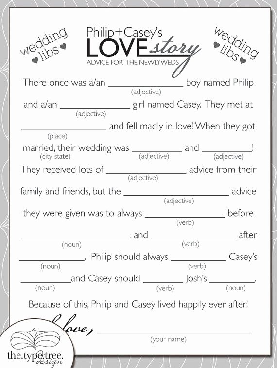 Wedding Shower Mad Lib Template Inspirational Wedding Mad Libs Template