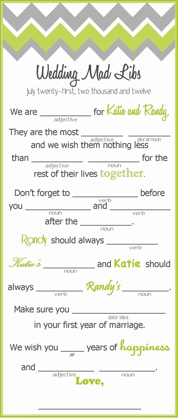 Wedding Shower Mad Lib Template Luxury Chevron Wedding Inspiration