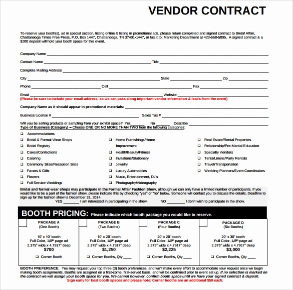 Wedding Vendor Contact List Template Lovely 14 Vendor Contract Templates – Samples Examples &amp; format