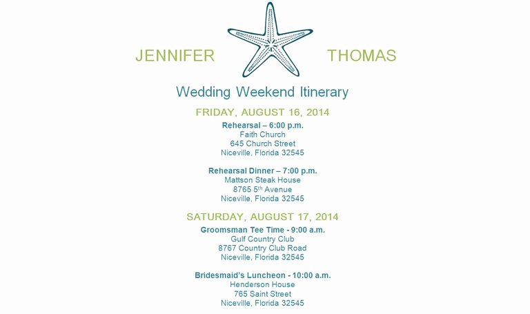 Wedding Weekend Itinerary Template Free Lovely Free Wedding Itinerary Templates and Timelines