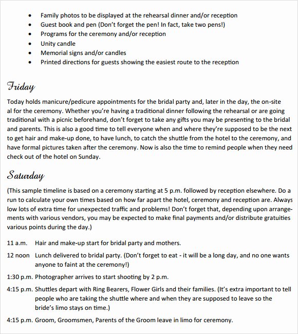 Wedding Weekend Itinerary Template Free Luxury Sample Wedding Weekend Itinerary Template 12 Documents