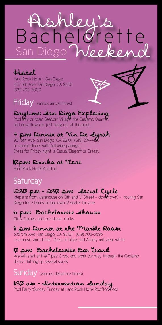 Wedding Weekend Itinerary Template Free New Bachelorette Party Itinerary by Madewithloveinvites On