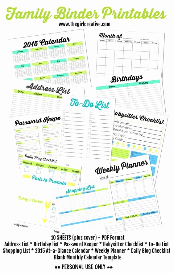 Week at A Glance Templates Best Of Family Binder Printables