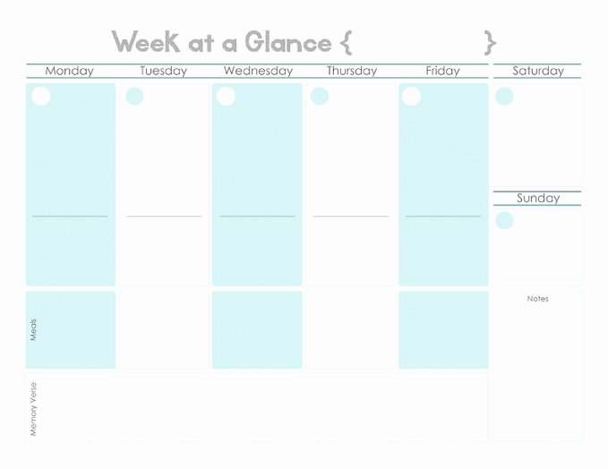 Week at A Glance Templates Best Of Week at A Glance Free Printable