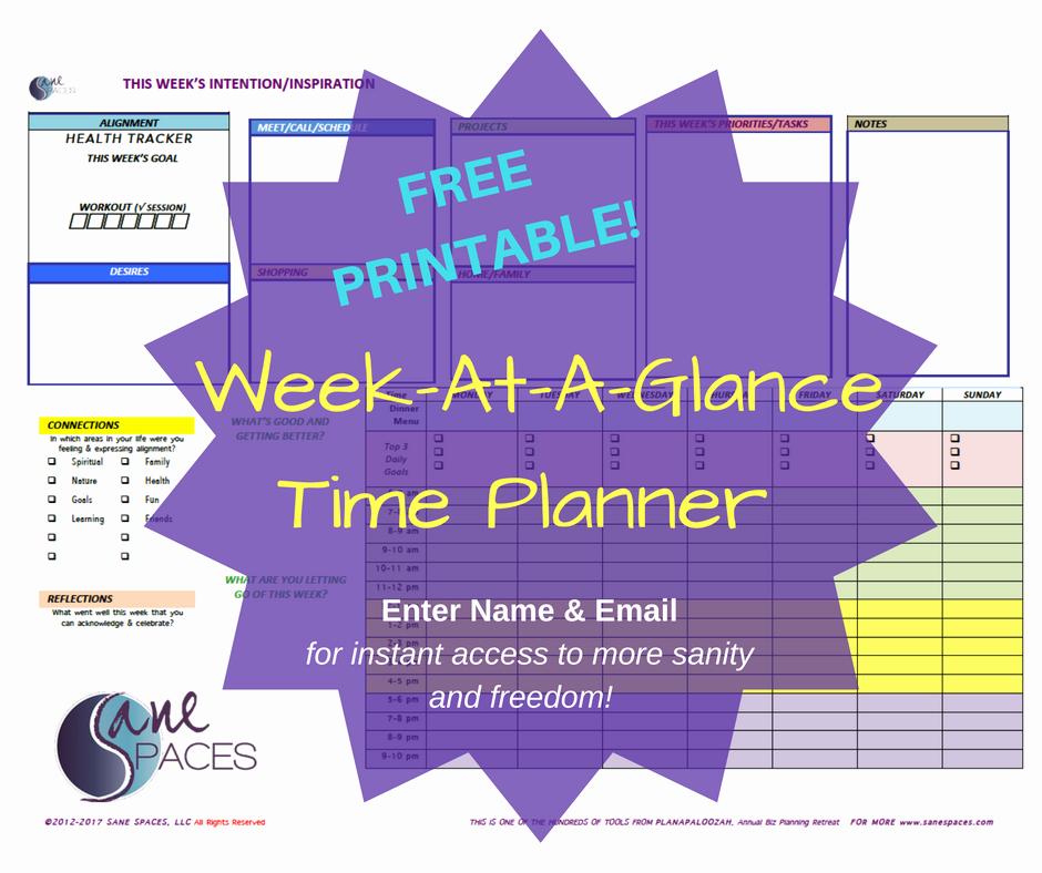 Week at A Glance Templates Elegant Life Flow Coach Professional Women Productivity