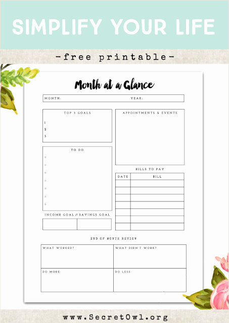 Week at A Glance Templates Fresh Free Printable Month at A Glance