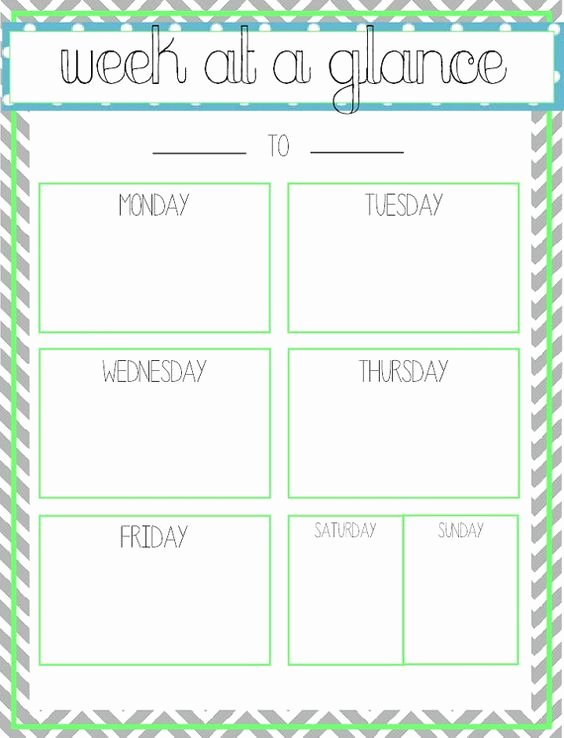 Week at A Glance Templates Fresh Week at A Glance Printable Fice Ideas