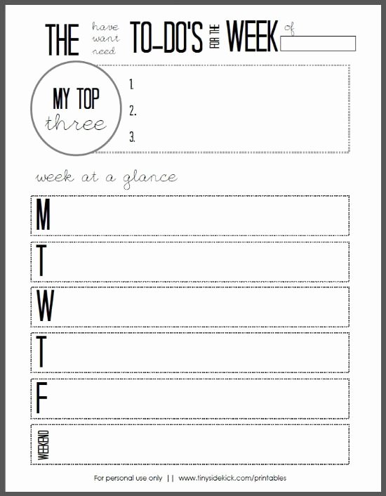Week at A Glance Templates Lovely Free Printable to Do List Weekly