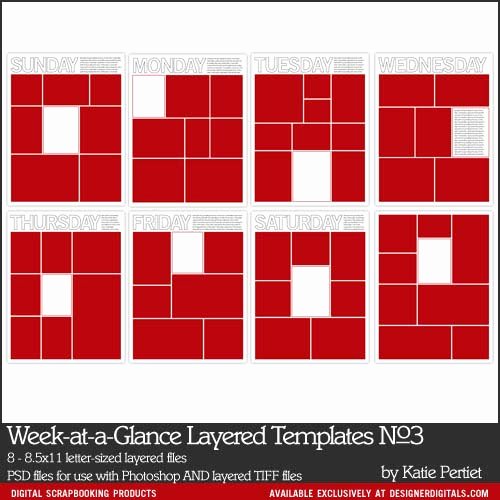 Week at A Glance Templates Luxury Week at A Glance Layered Templates No 03 Katie Pertiet