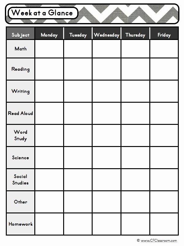 Week at A Glance Templates Luxury Week at A Glance Planner A Graphic organizer for Lesson