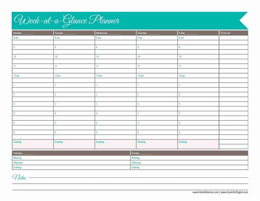 Week at A Glance Templates New 30 Days Of Free Printables 2015 Week at A Glance Planner