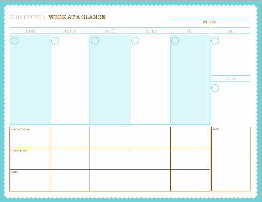 Week at A Glance Templates Unique Week at A Glance Free Printable