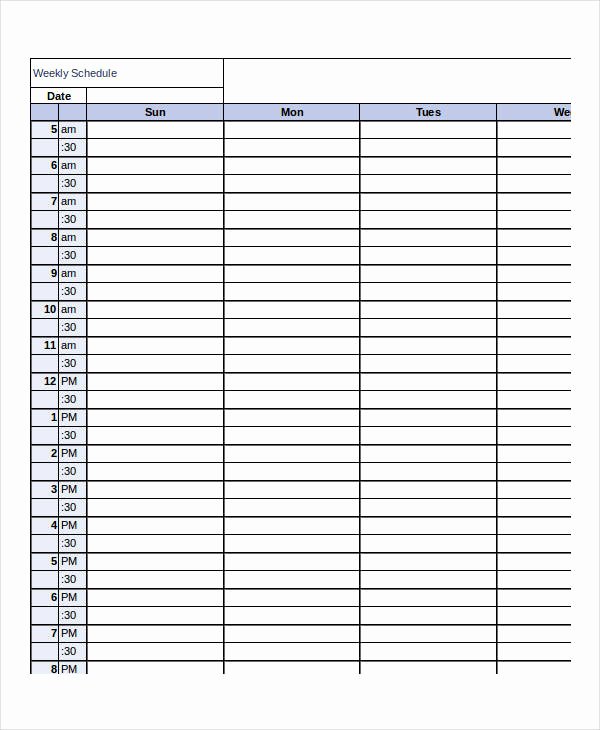 Week Schedule Template Excel Best Of Excel Weekly Schedule Templates 8 Free Excel Documents