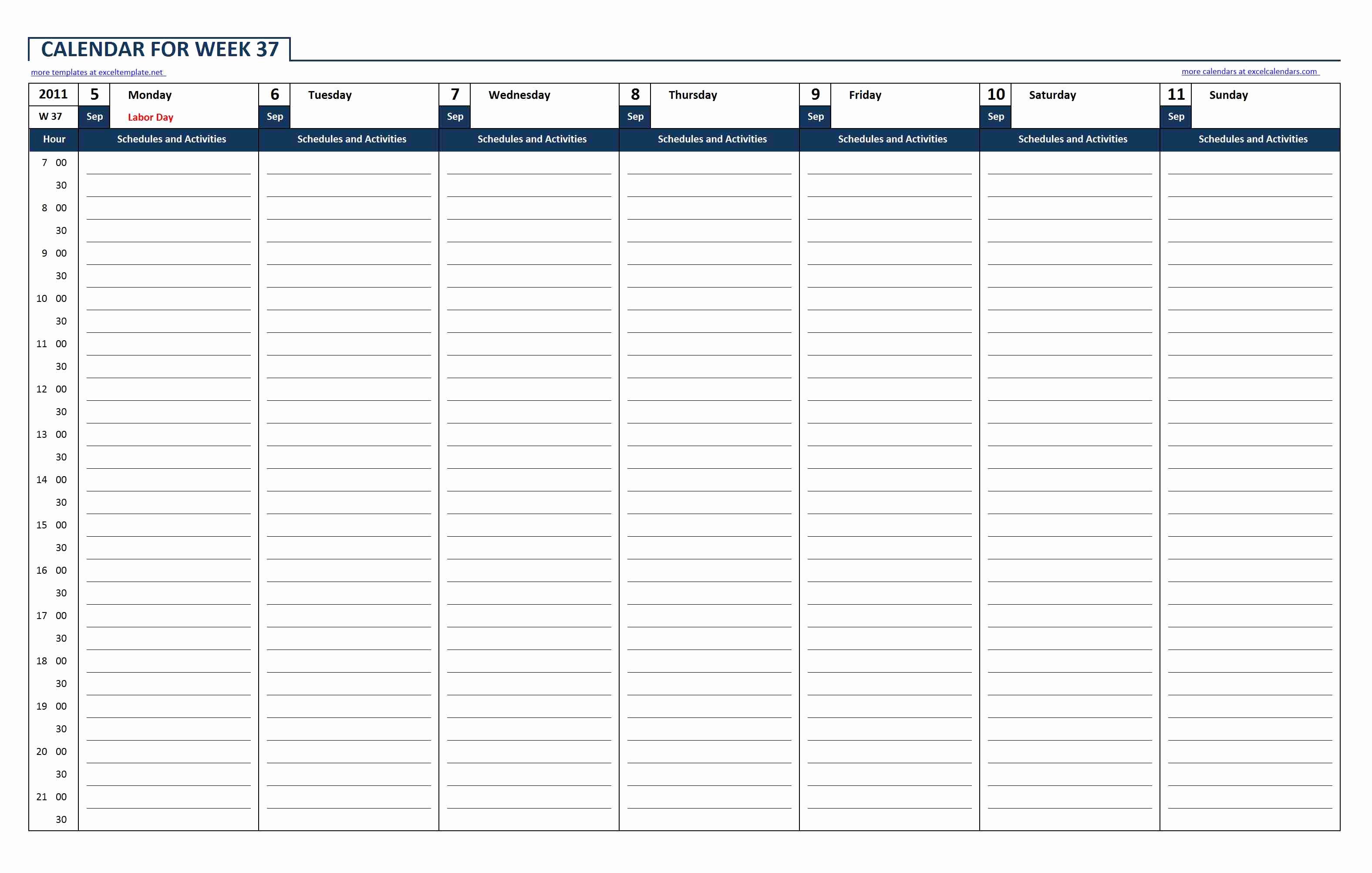 Week Schedule Template Excel Elegant Weekly Calendar Excel
