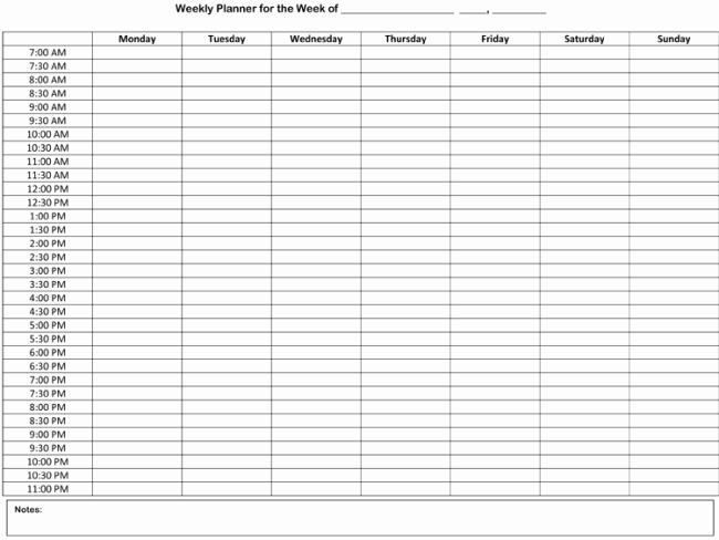 Week Schedule Template Excel Fresh 7 Free Weekly Planner Template &amp; Schedule Planners Word