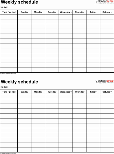Week Schedule Template Excel New Free Weekly Schedule Templates for Excel 18 Templates
