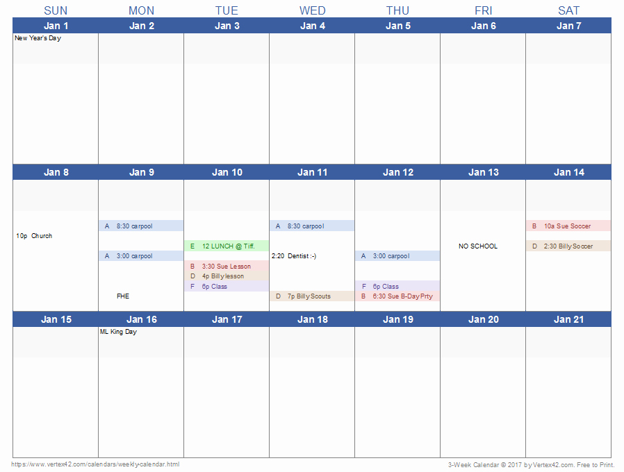 Week Schedule Template Excel New Weekly Calendar Template for Excel