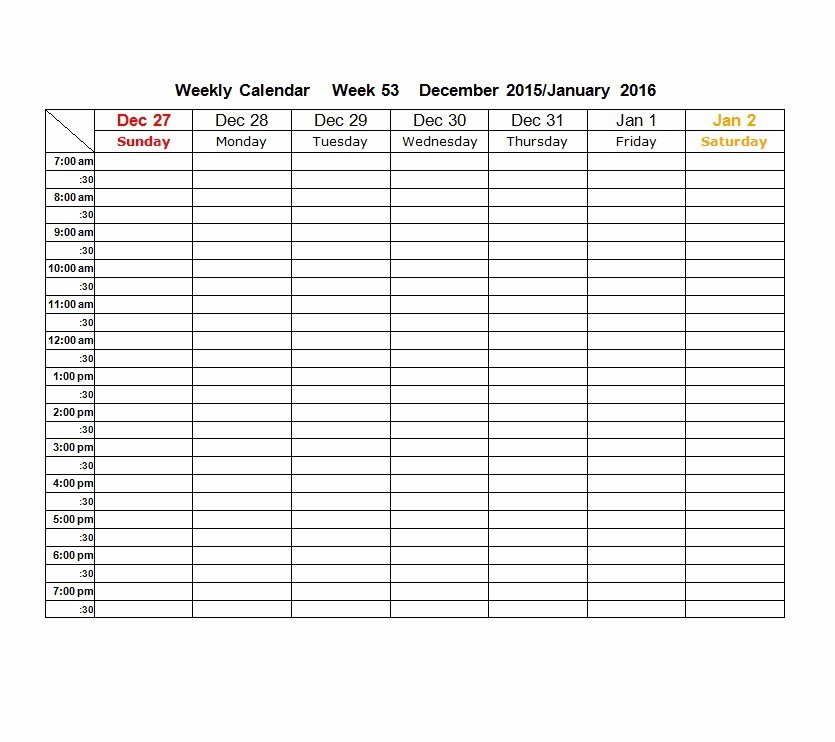 Week Schedule Template Word Awesome 26 Blank Weekly Calendar Templates [pdf Excel Word]