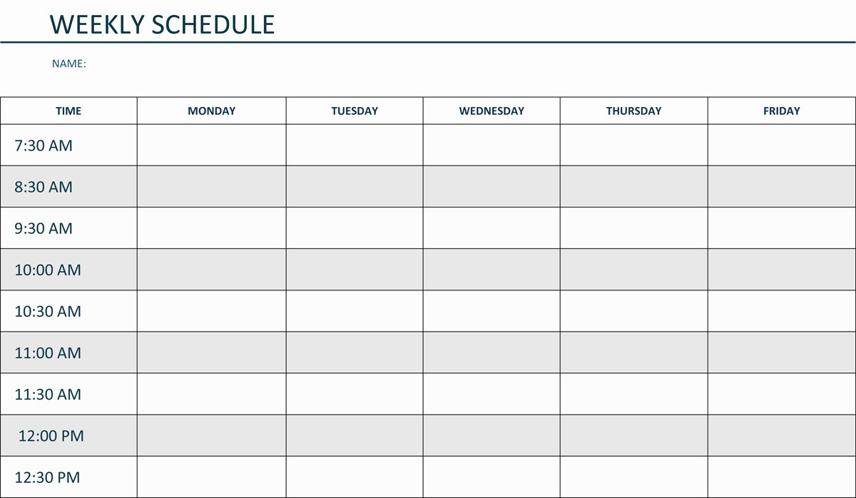 Week Schedule Template Word Elegant Weekly Lesson Plan Template Pdf