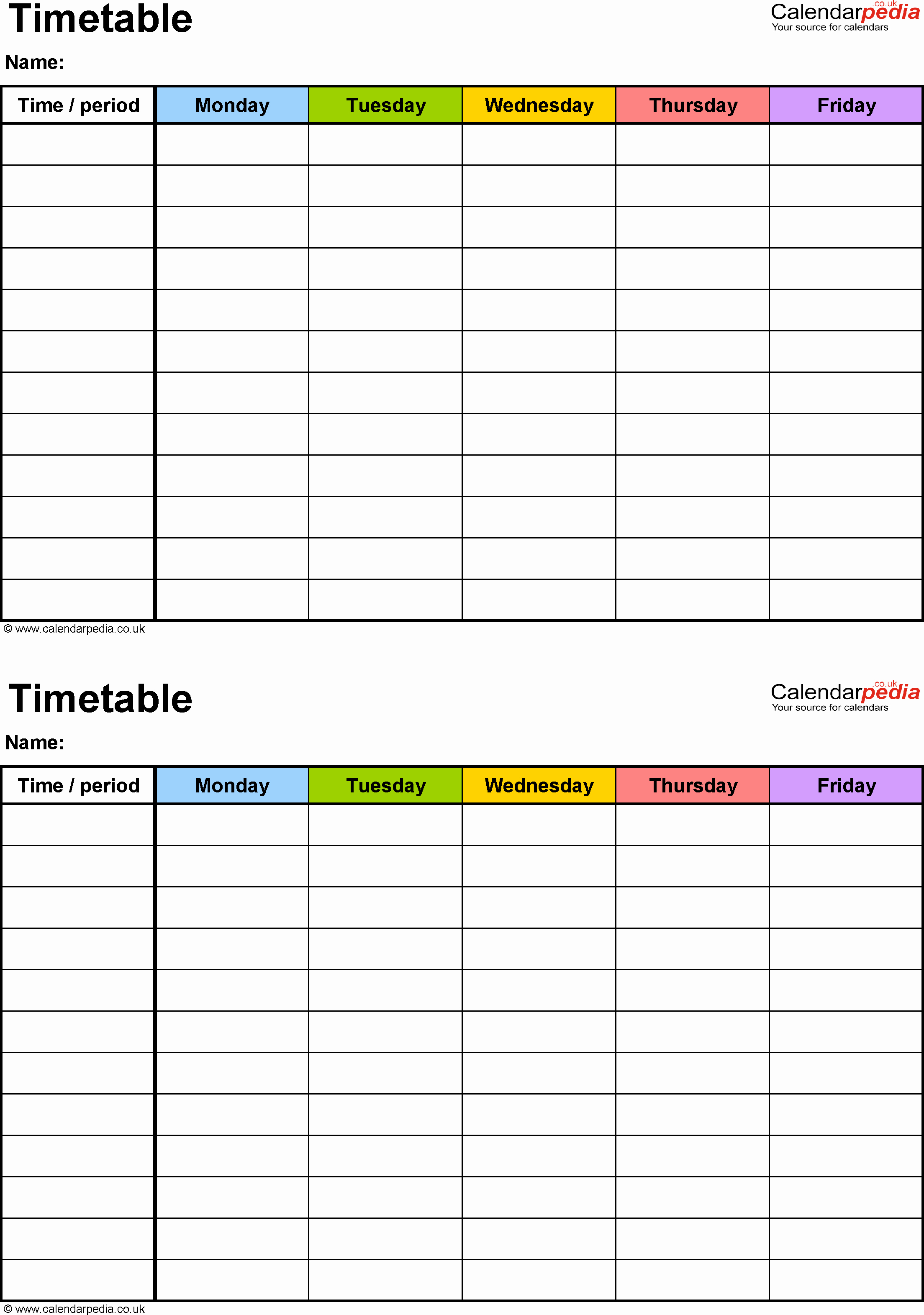 Week Schedule Template Word New Timetables as Free Printable Templates for Microsoft Word