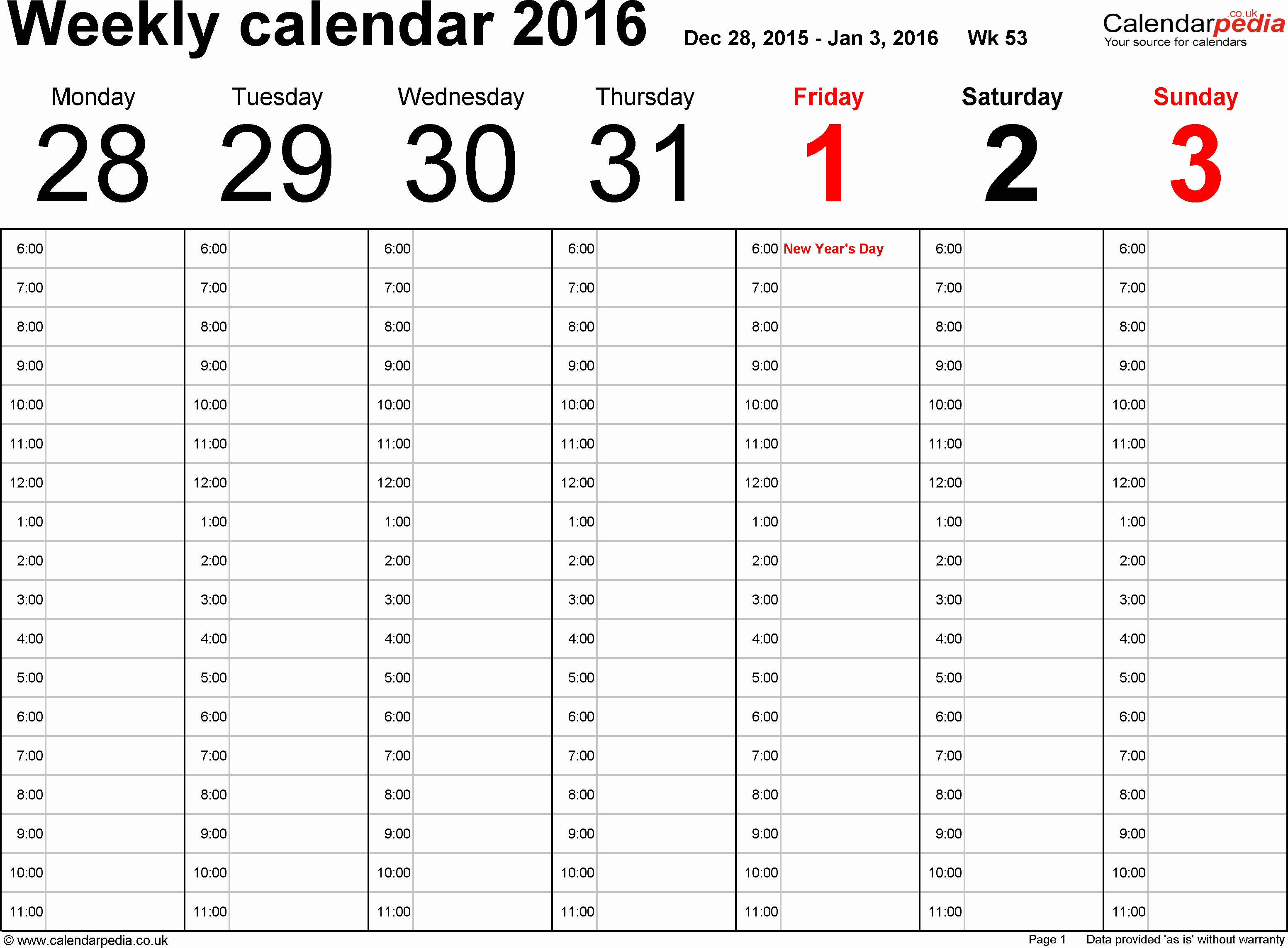 Weekly Calendar Template 2017 Inspirational Weekly Calendar 2016 Uk Free Printable Templates for Excel