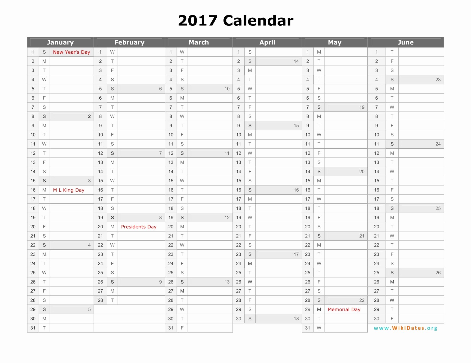 Weekly Calendar Template 2017 New 2017 Calendar