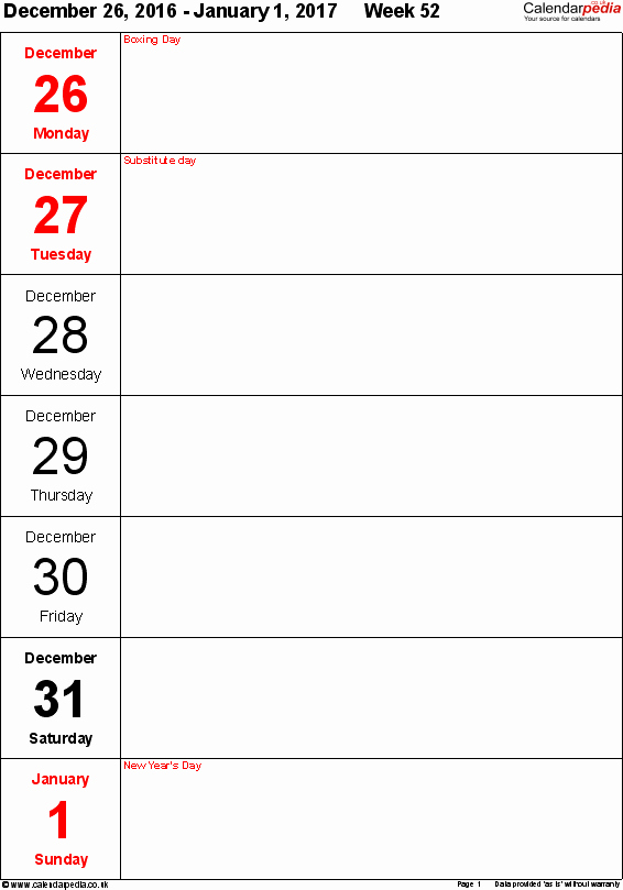 Weekly Calendar Template 2017 New Weekly Calendar 2017 Uk Free Printable Templates for Pdf