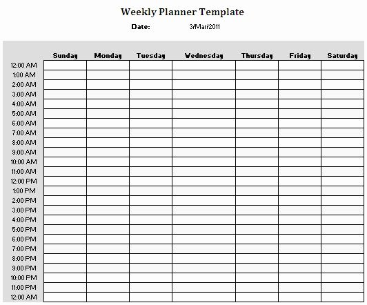 Weekly Hourly Planner Template Awesome Weekly Planner Template