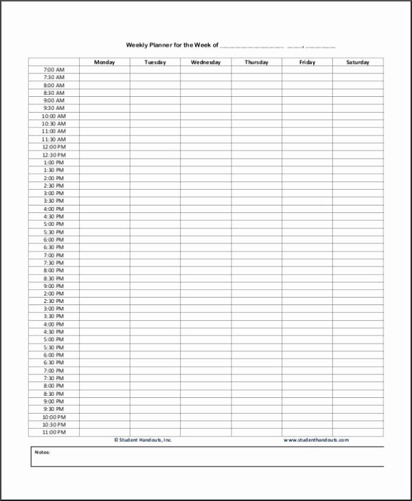 Weekly Hourly Planner Template Beautiful 18 Weekly Planner Samples &amp; Templates Free Excel Pdf