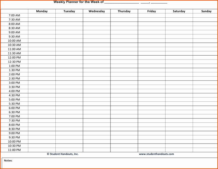 Weekly Hourly Planner Template Beautiful 7 Weekly Hourly Planner Bookletemplate