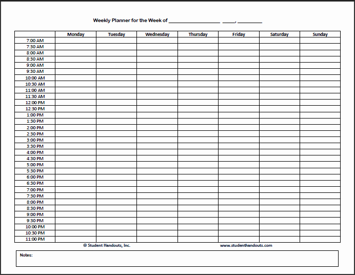 Weekly Hourly Planner Template Best Of 7 Free Weekly Planner Templates Excel Pdf formats