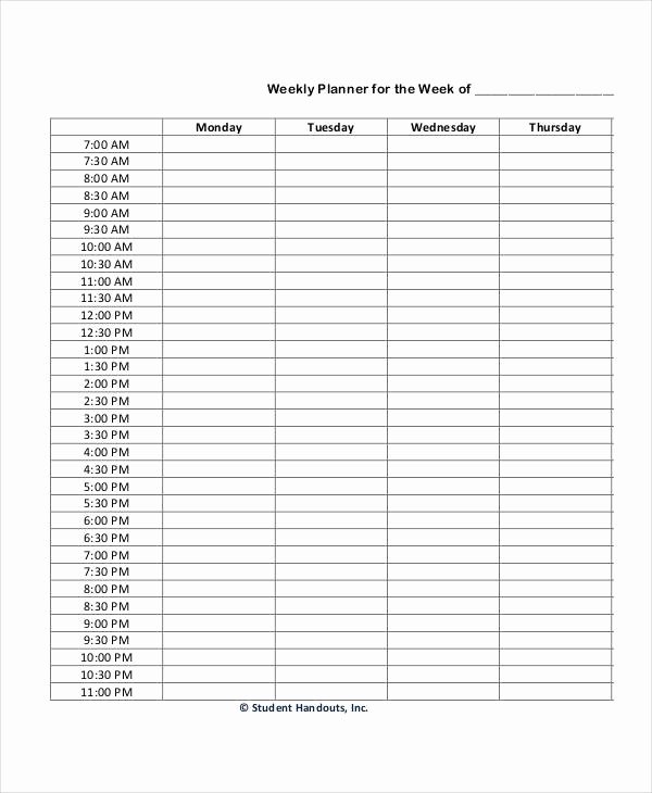 Weekly Hourly Planner Template Elegant 9 Hourly Calendar Templates – Free Downloadable Samples