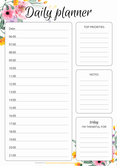 Weekly Hourly Planner Template Inspirational Daily Planner Templates Printable Download Free Pdf