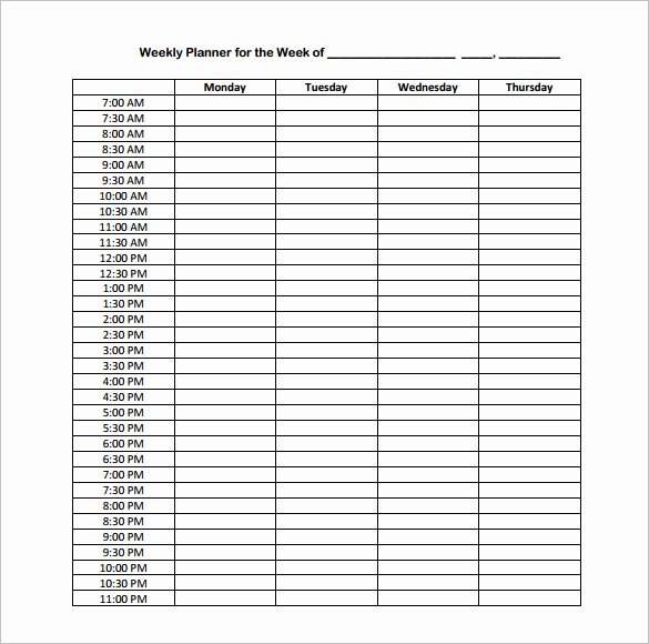 Weekly Hourly Planner Template Inspirational Hourly Schedule Template 35 Free Word Excel Pdf