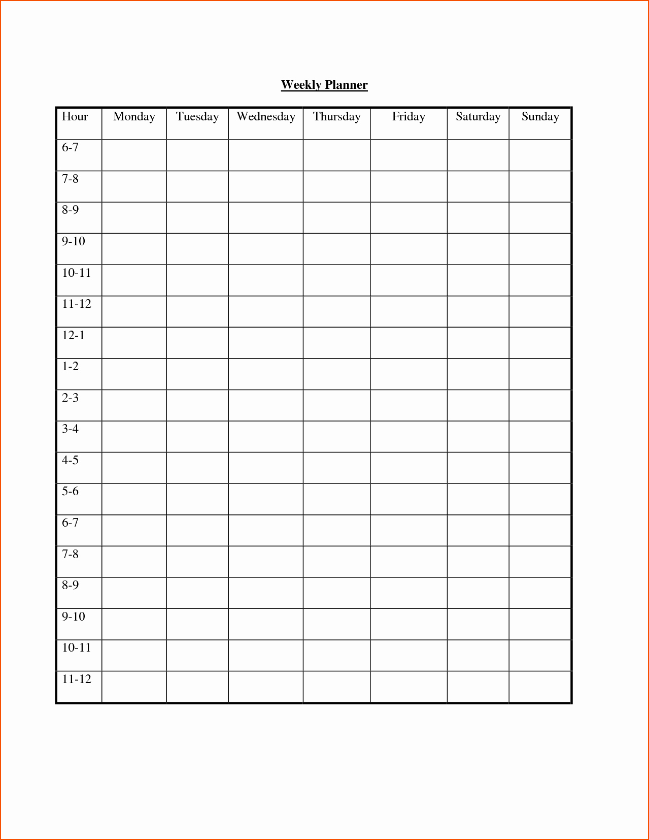 Weekly Hourly Planner Template Lovely 7 Weekly Hourly Planner Bookletemplate